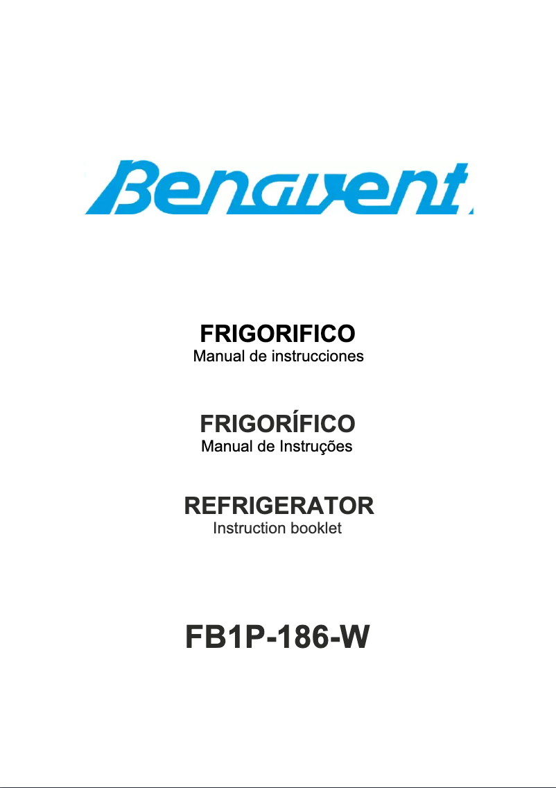 Page n°1 - Manuel utilisateur Benavent FB1P186W