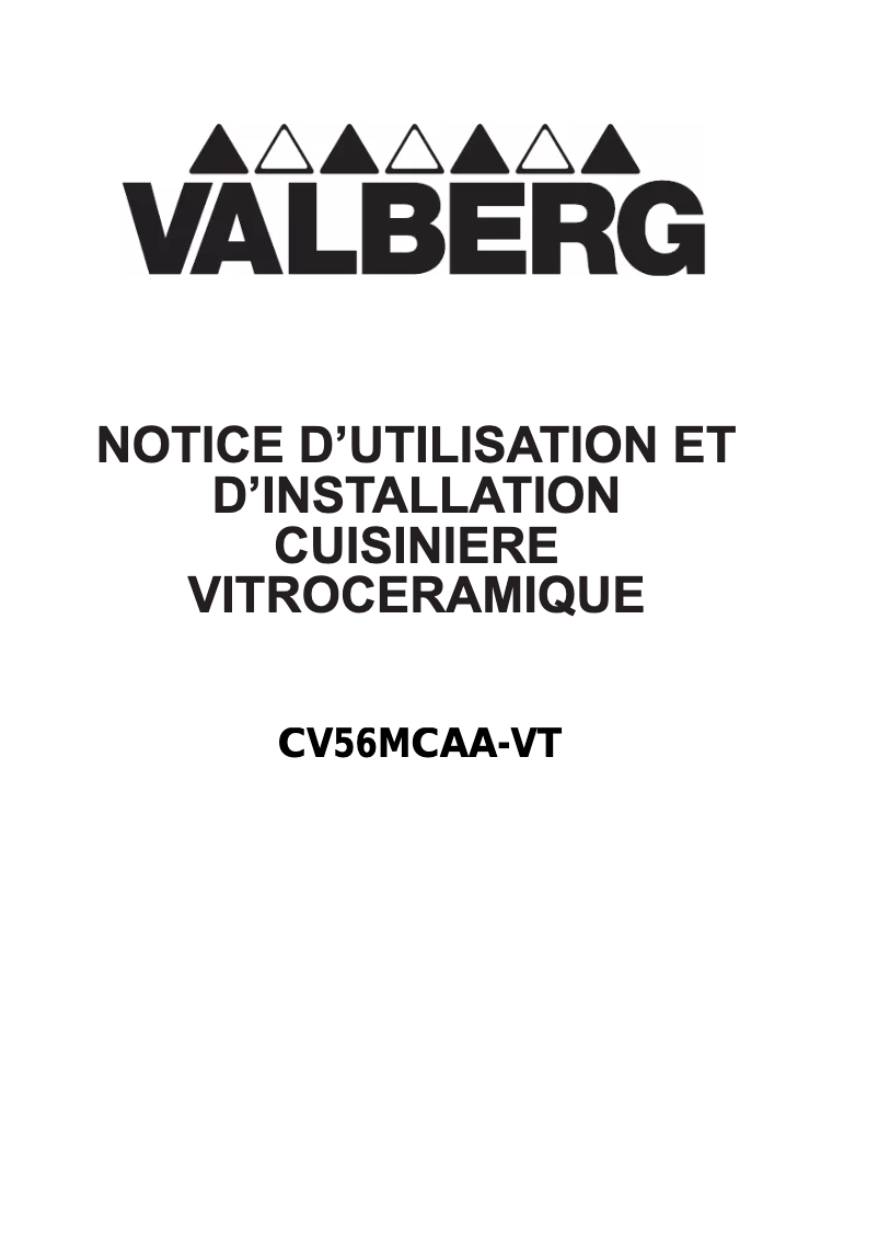 Page n°1 - Manuel utilisateur Valberg CV56MCAA-VT