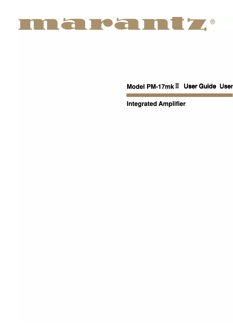 Page 1 de la notice Manuel utilisateur Marantz PM-17mk2