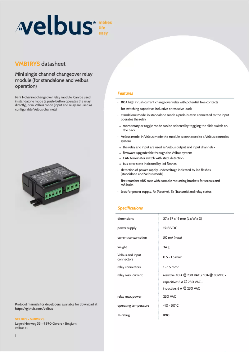 Image de la première page du manuel de l'appareil VMB1RYS