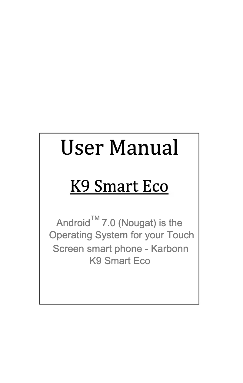 Página 1 del manual Manual de usuario Karbonn K9 Smart Eco