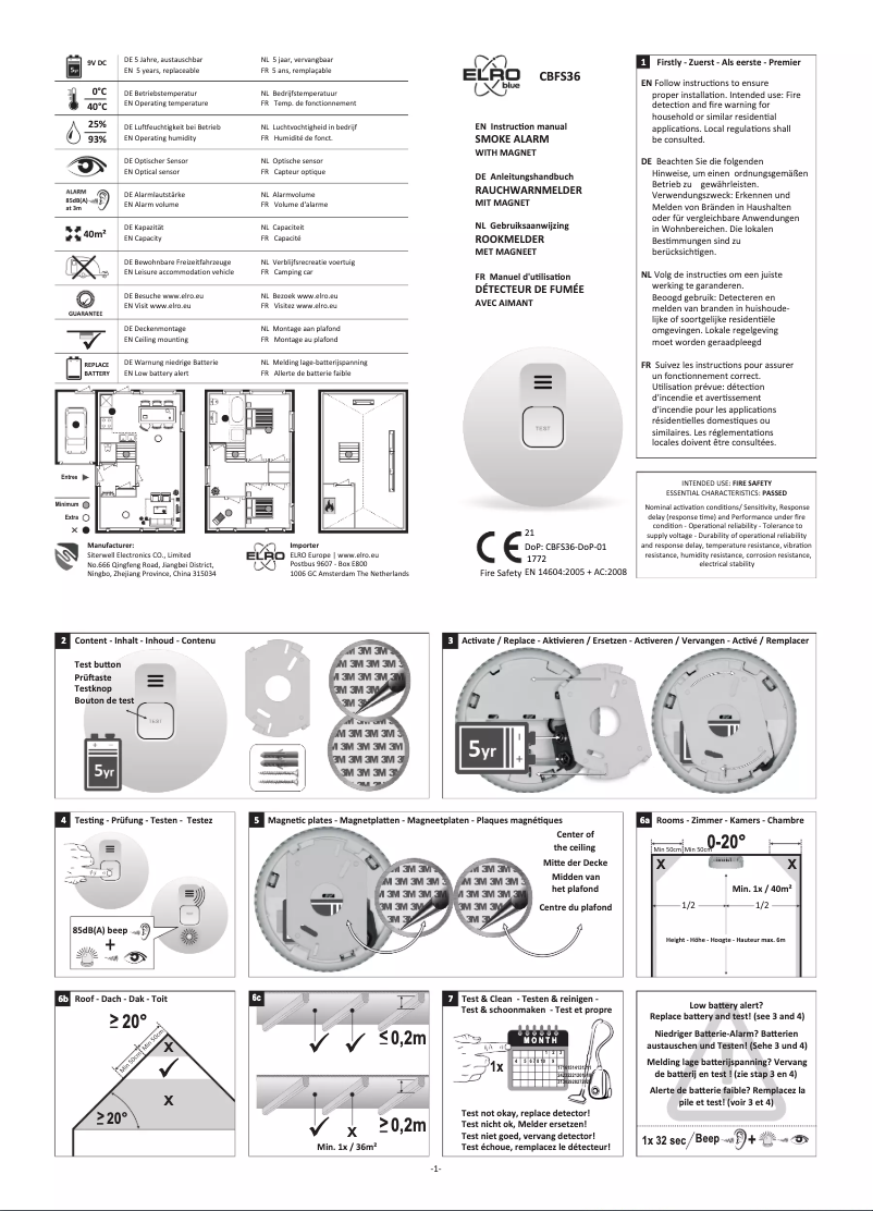 Page 1 de la notice Manuel utilisateur Elro CBFS36