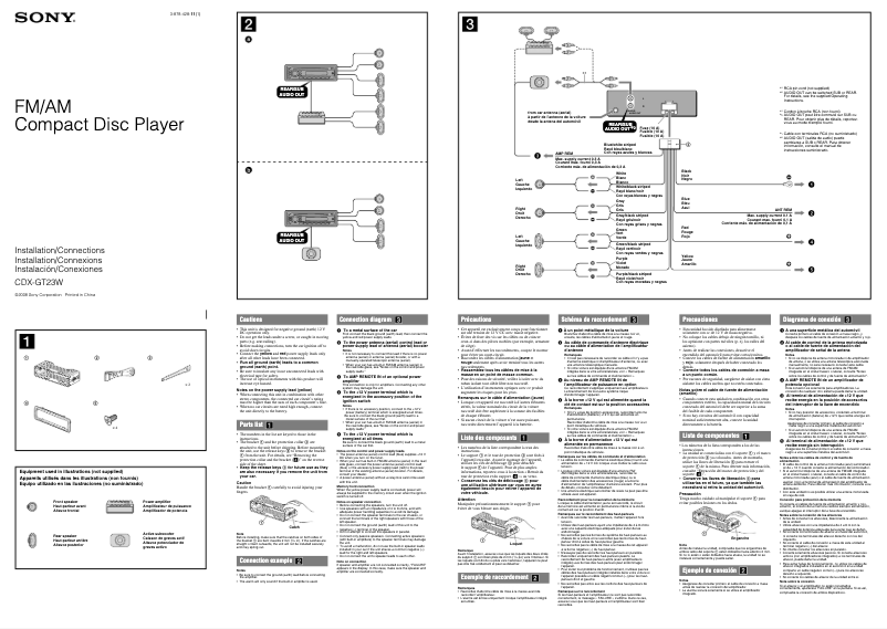 Page 1 de la notice Guide d'installation Sony CDX-GT23W