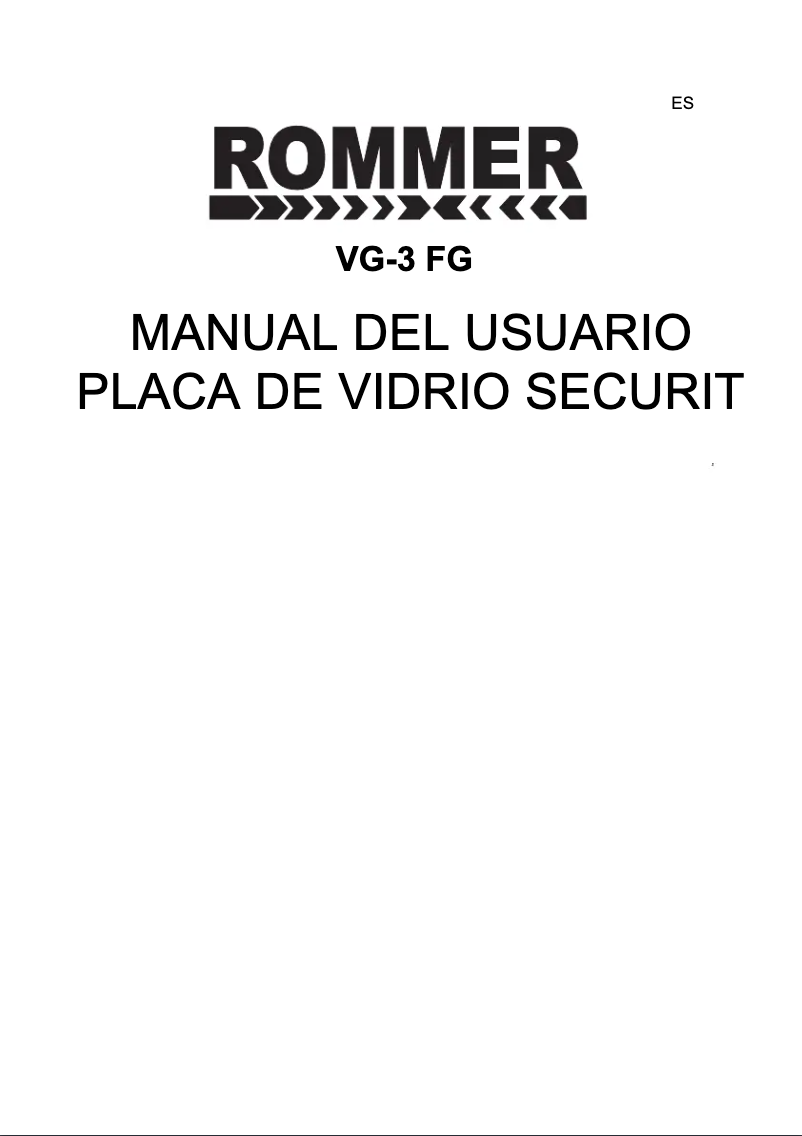 Page 1 de la notice Manuel utilisateur Rommer VG-3 FG