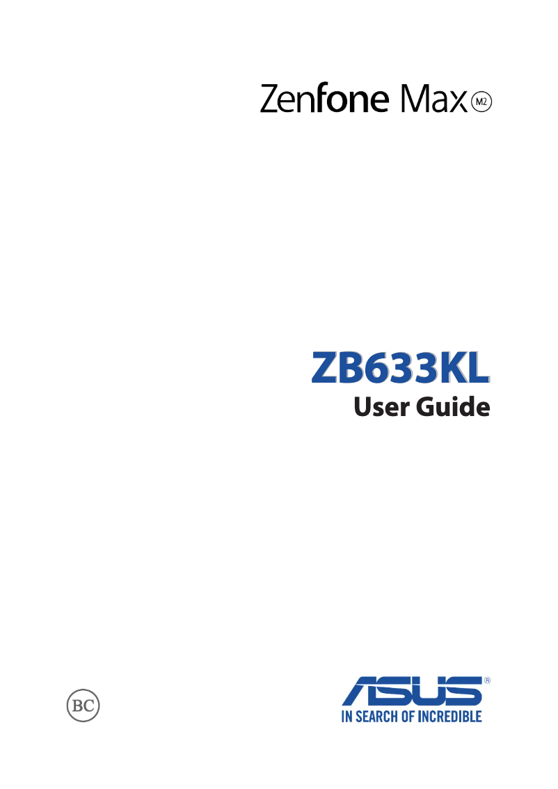 Page 1 de la notice Manuel utilisateur Asus ZenFone ZB632KL