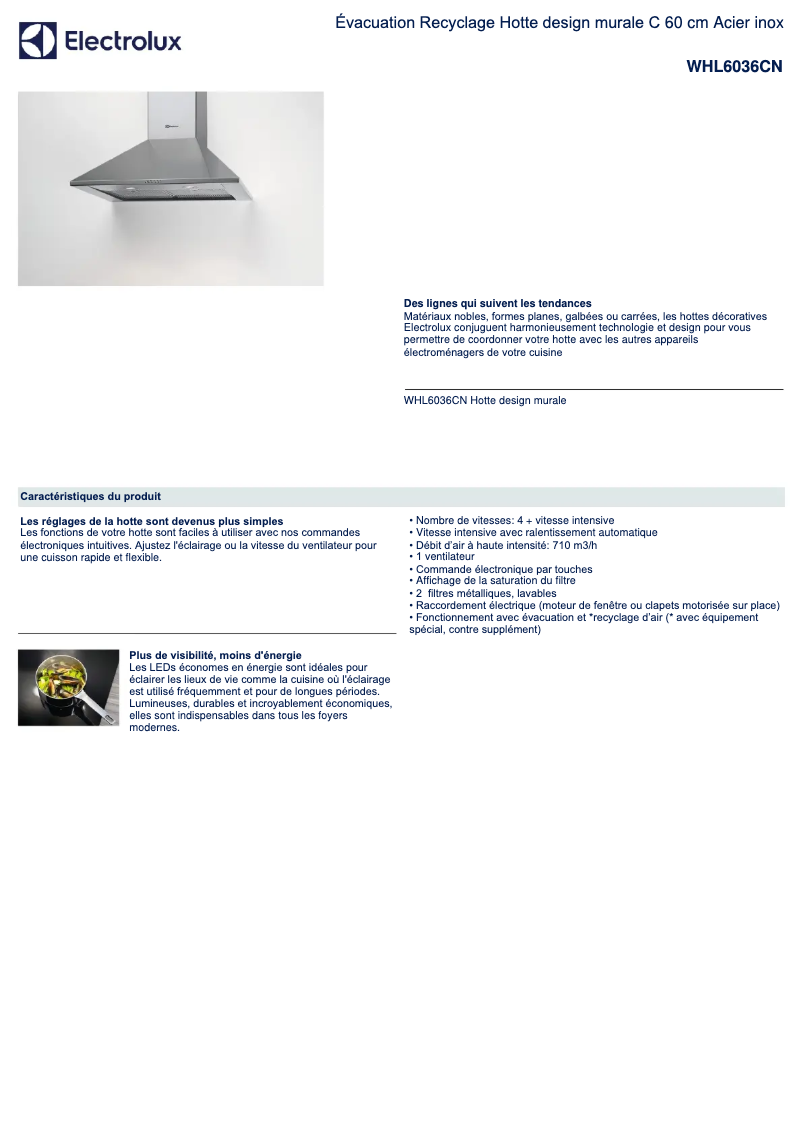Page n°1 - Fiche technique Electrolux WHL6036CN