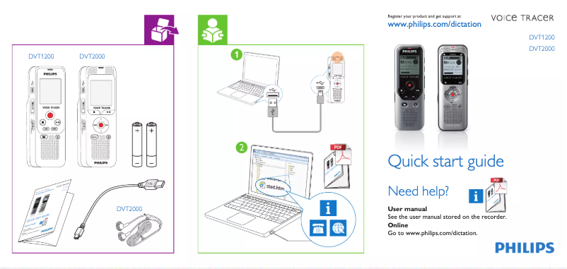 Page 1 de la notice Manuel utilisateur Philips Voice Tracer DVT1200