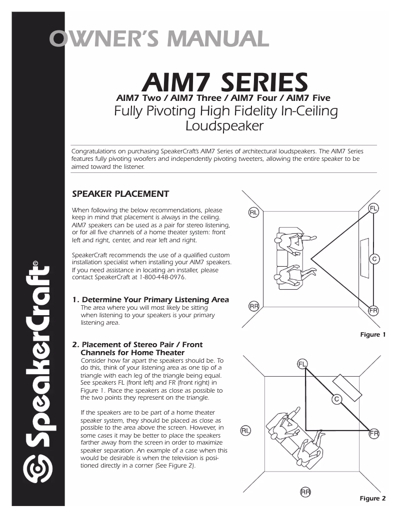 Page n°1 - Manuel utilisateur SpeakerCraft AIM7 Two
