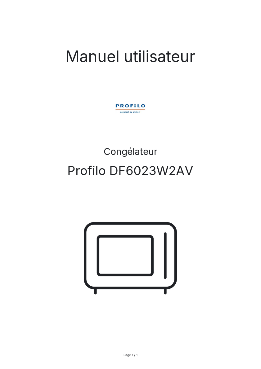 Page n°1 - Manuel utilisateur Profilo DF6023W2AV