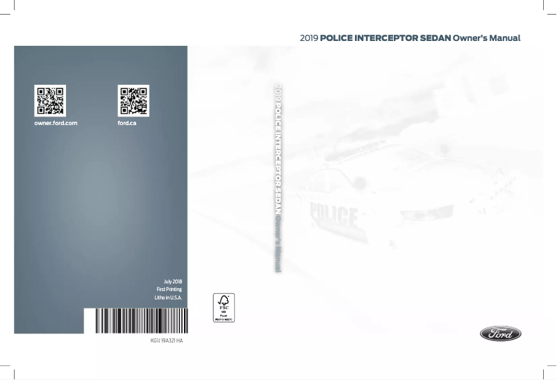 Page n°1 - Manuel utilisateur Ford Police Interceptor Sedan (2019)