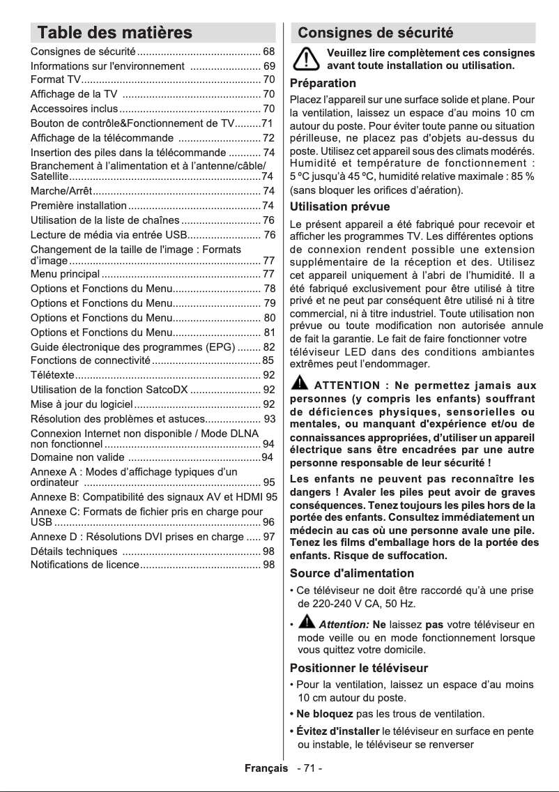Page n°1 - Manuel utilisateur Telefunken L40F278X3CW-3DU