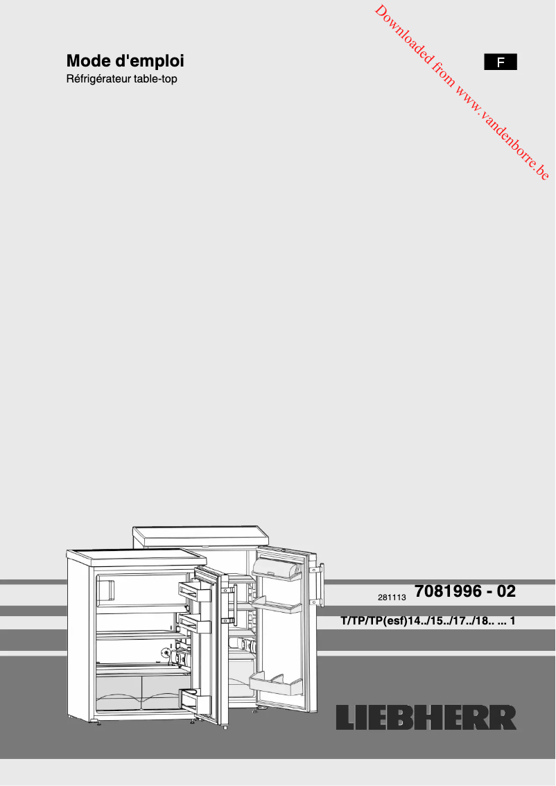 Page n°1 - Manuel utilisateur Liebherr TP 1720 Comfort