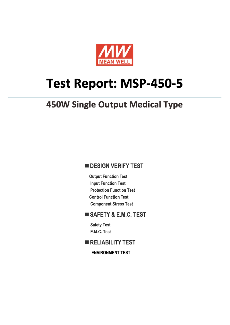 Page n°1 - Fiche technique Mean Well MSP-450-5