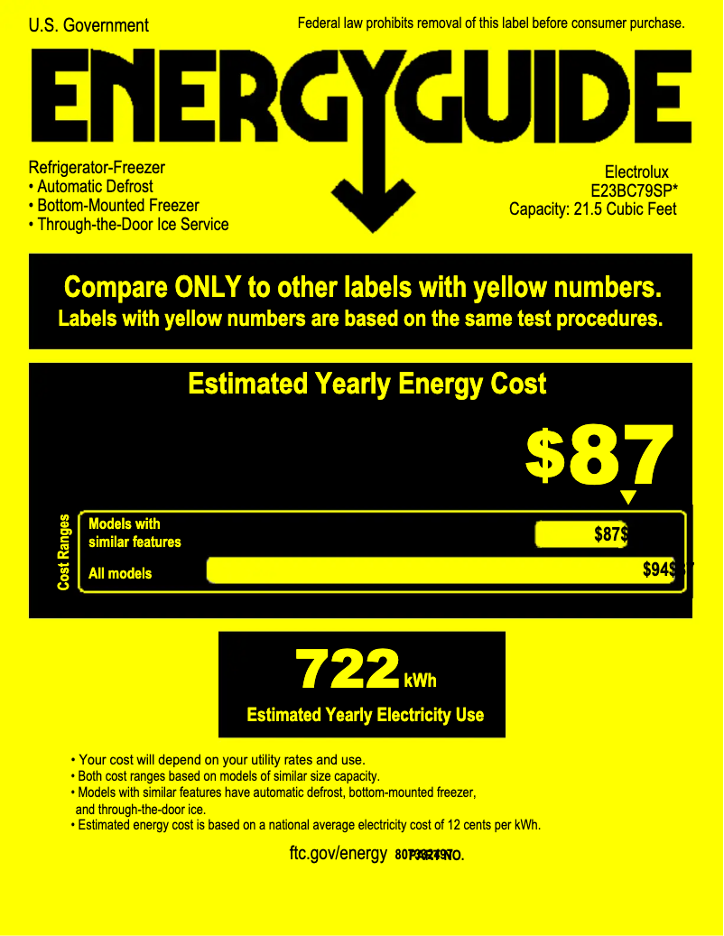 Page n°1 - Label énergétique Electrolux E23BC79SPS