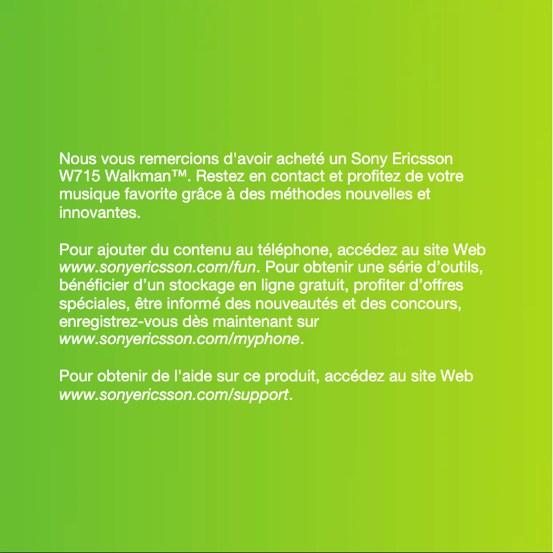 Image de la première page du manuel de l'appareil W715