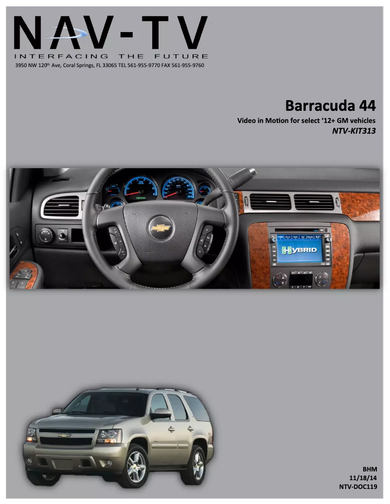 Page 1 de la notice Manuel utilisateur NAV-TV NVT-KIT313