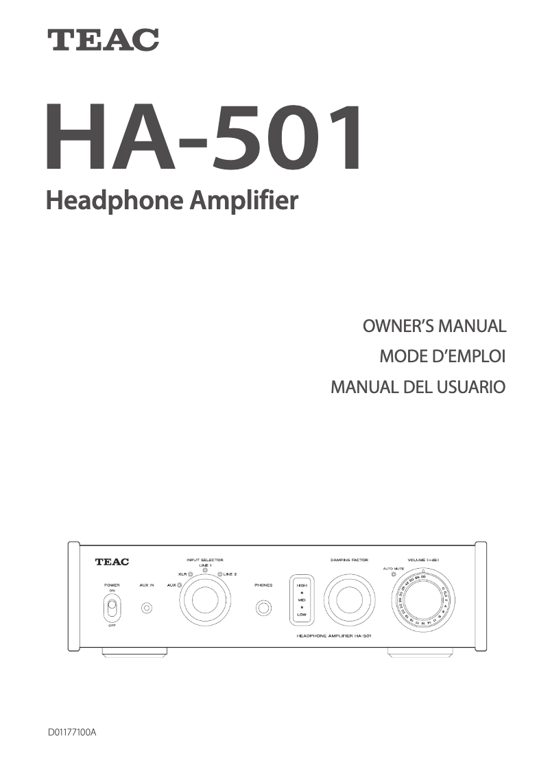 Page n°1 - Manuel utilisateur Teac HA-501
