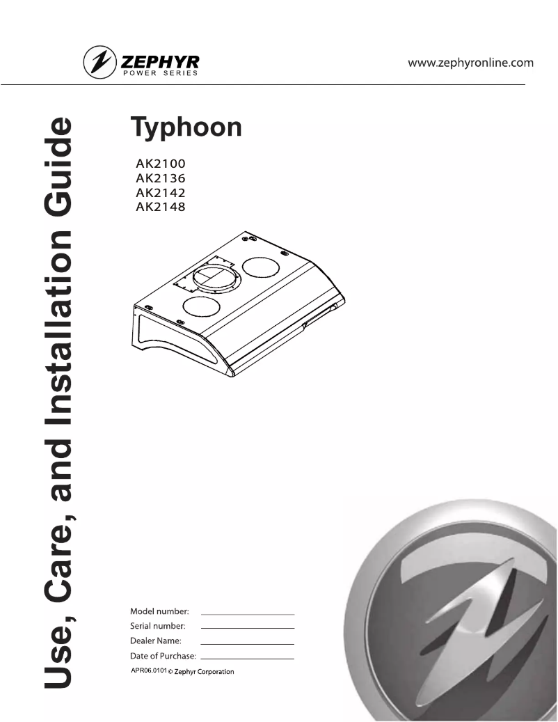 Page n°1 - Manuel utilisateur Zephyr AK2136BS