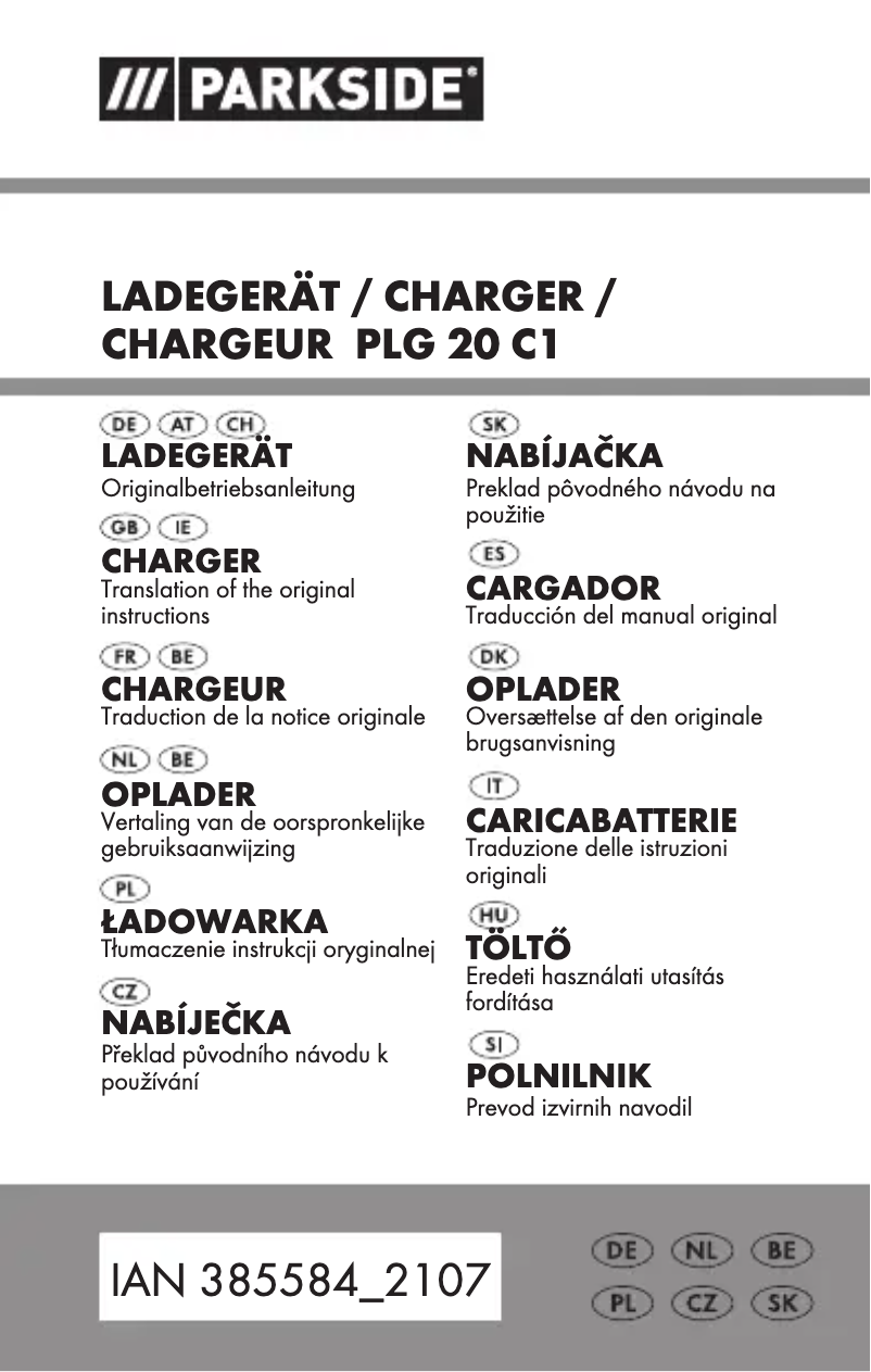 Page n°1 - Manuel utilisateur Parkside PLG 20 C1