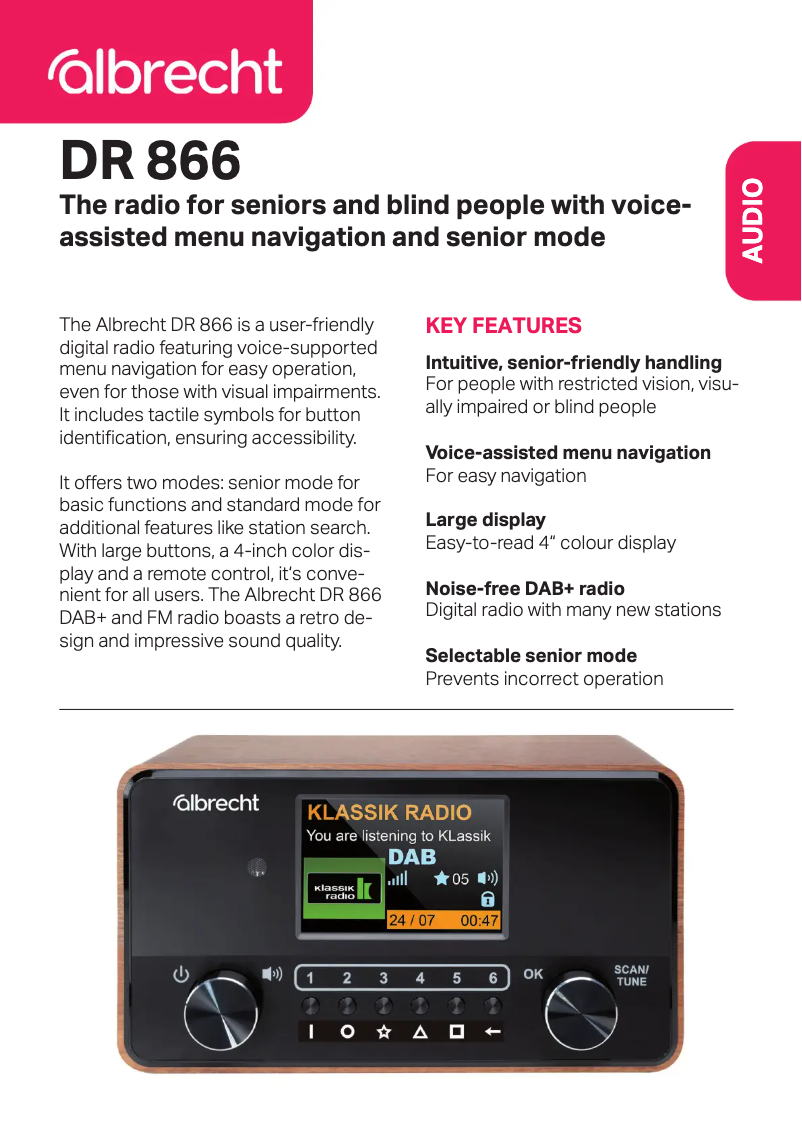 Page 1 de la notice Fiche technique Albrecht DR 866