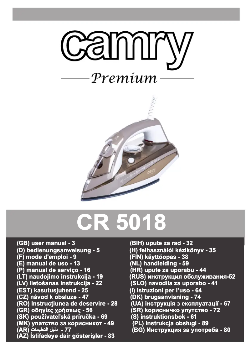 Page n°1 - Manuel utilisateur Camry CR 5018