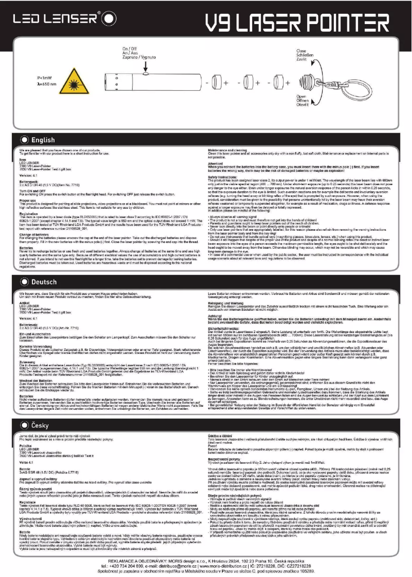 Page n°1 - Manuel utilisateur Ledlenser V9