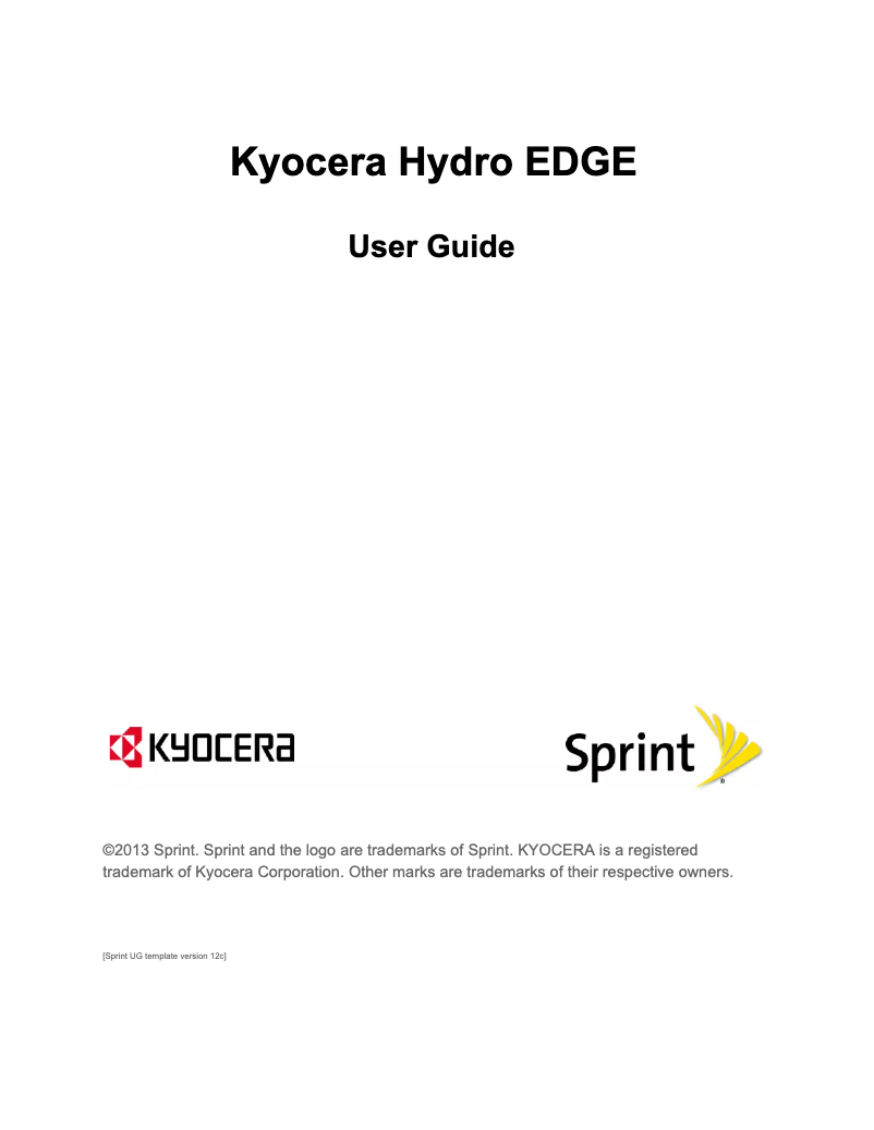 Page 1 de la notice Manuel utilisateur Kyocera Hydro Edge C5215