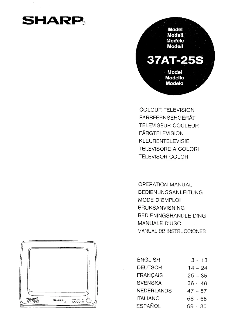 Page n°1 - Manuel utilisateur Sharp 37AT25S