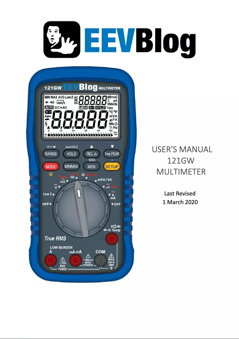 Page 1 de la notice Manuel utilisateur EEVBlog 121GW