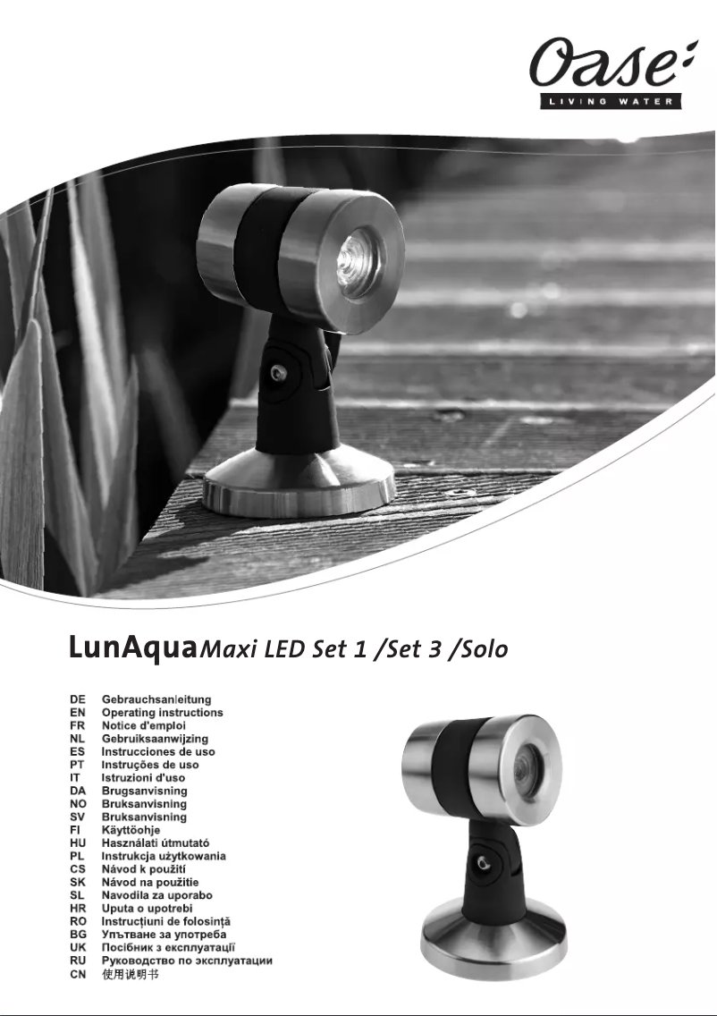 Page 1 de la notice Manuel utilisateur Oase LunAqua Maxi LED Solo