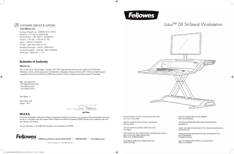 Page 1 de la notice Manuel utilisateur Fellowes Lotus DX