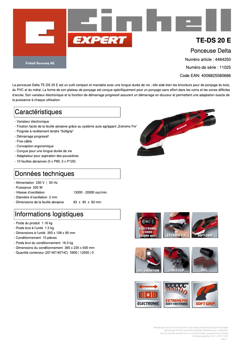 Imagen de la primera página del manual del dispositivo TE-DS 20 E