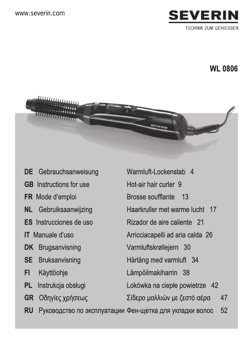 Image de la première page du manuel de l'appareil WL 0806