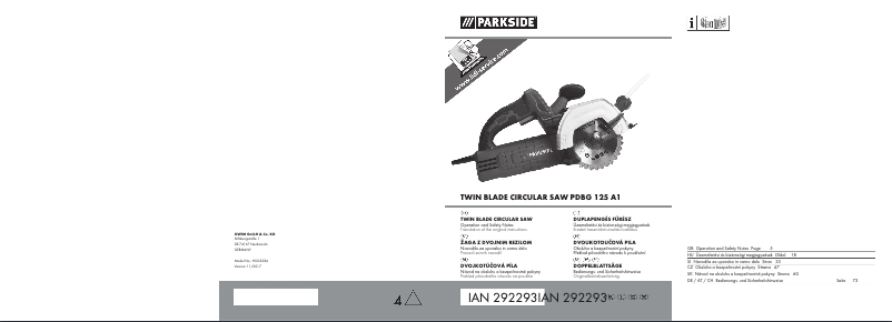 Page 1 de la notice Manuel utilisateur Parkside PDBG 125 A1