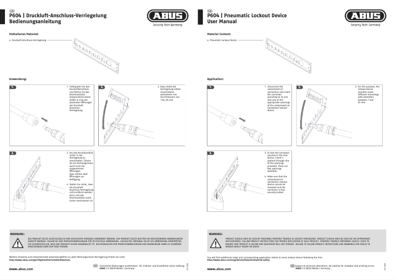 Page n°1 - Manuel utilisateur Abus P604