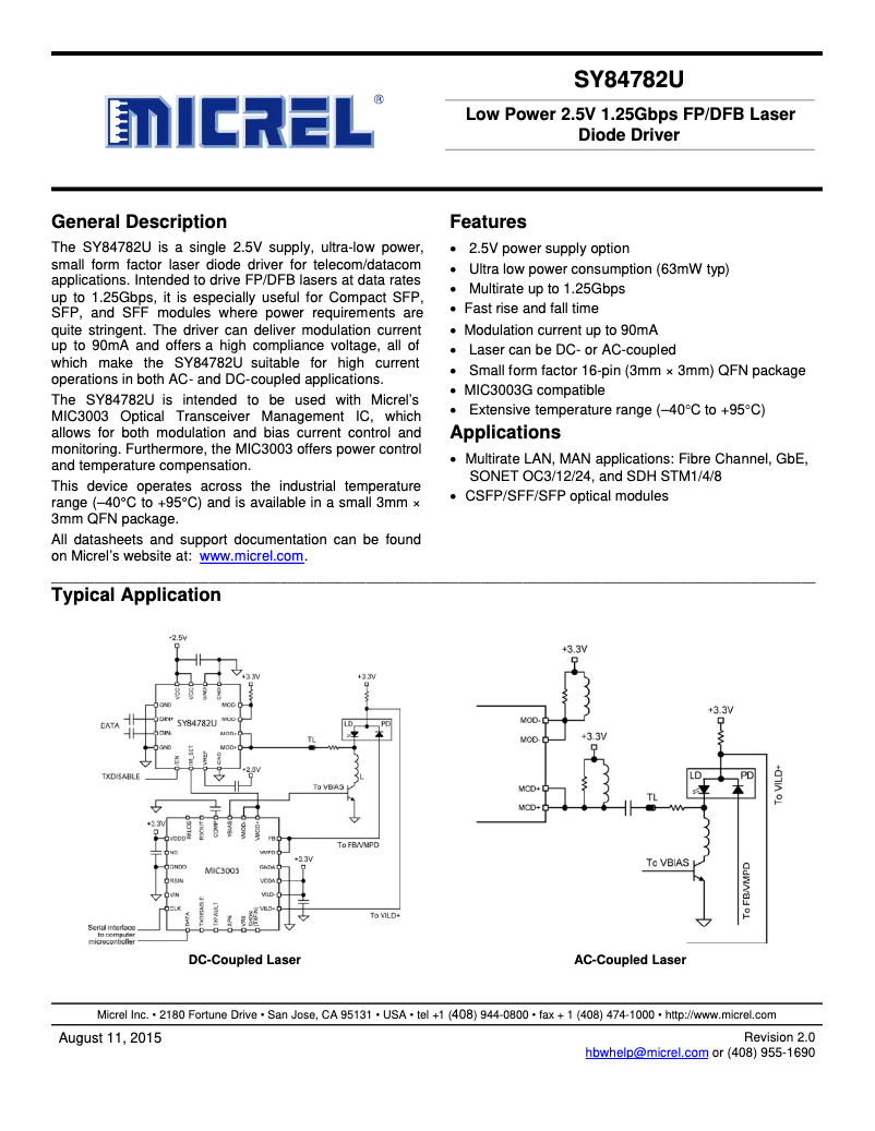 Image de la première page du manuel de l'appareil SY84782U