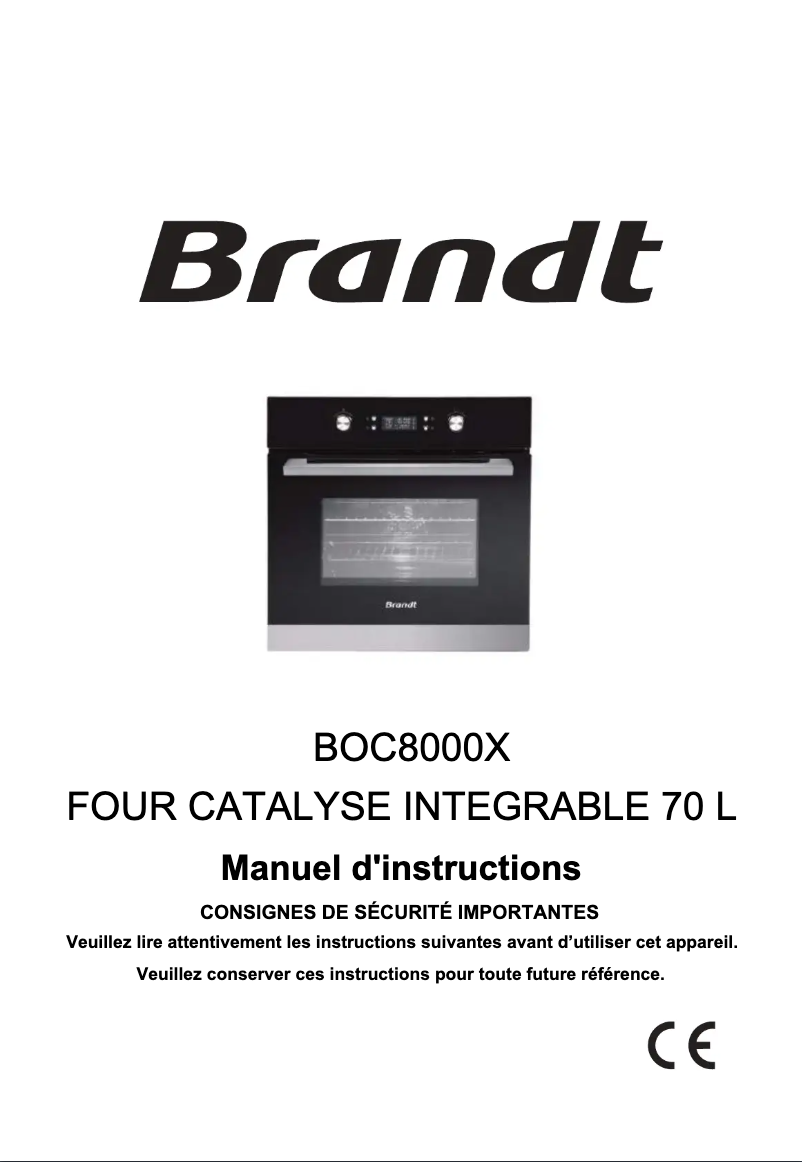 Page n°1 - Manuel utilisateur Brandt BOC8000X