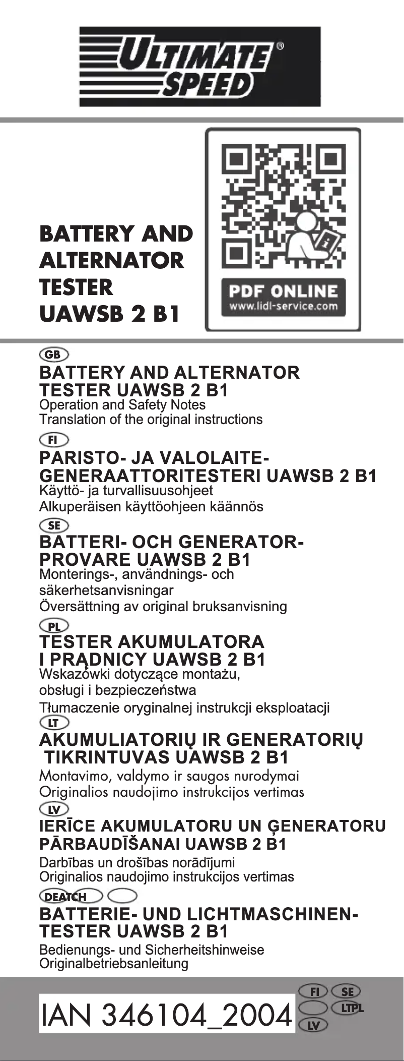 Page n°1 - Manuel utilisateur Ultimate Speed UAWSB 2 B1