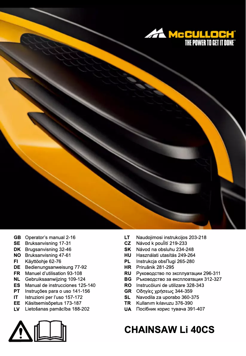 Page n°1 - Manuel utilisateur McCulloch Li 40-CS