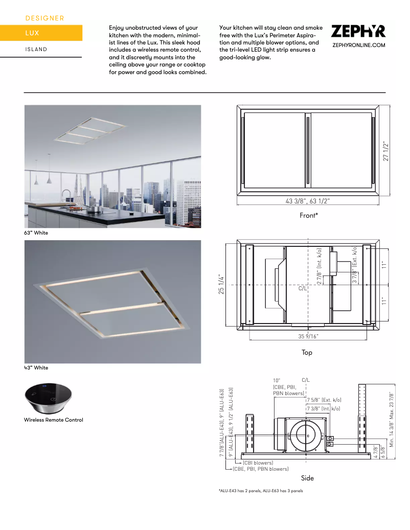 Page n°1 - Fiche technique Zephyr ALUE63BSX