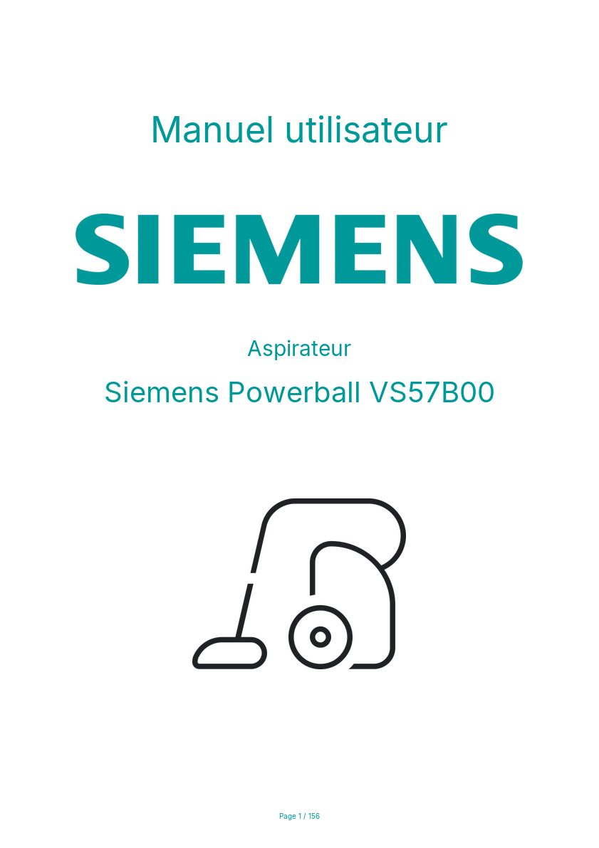 Page n°1 - Manuel utilisateur Siemens Powerball VS57B00