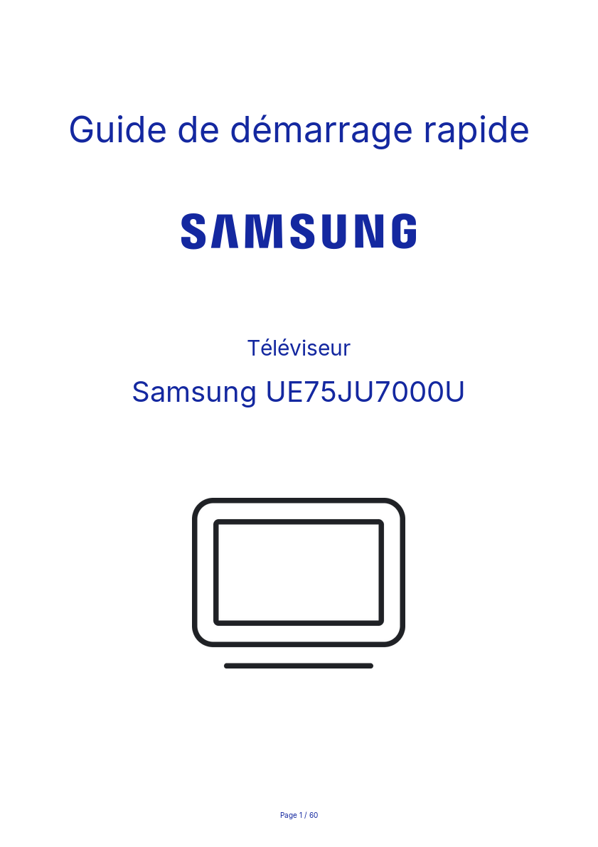 Page n°1 - Guide de démarrage rapide Samsung UE75JU7000U