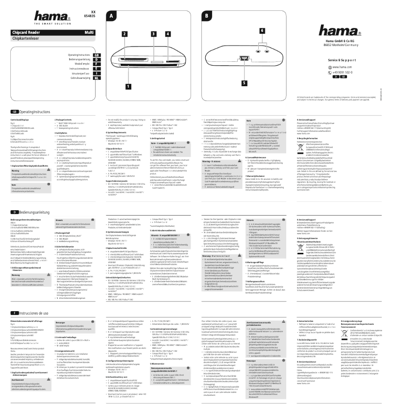 Page 1 de la notice Manuel utilisateur Hama 54835