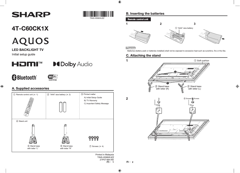 Image de la première page du manuel de l'appareil 4T-C60CK1X