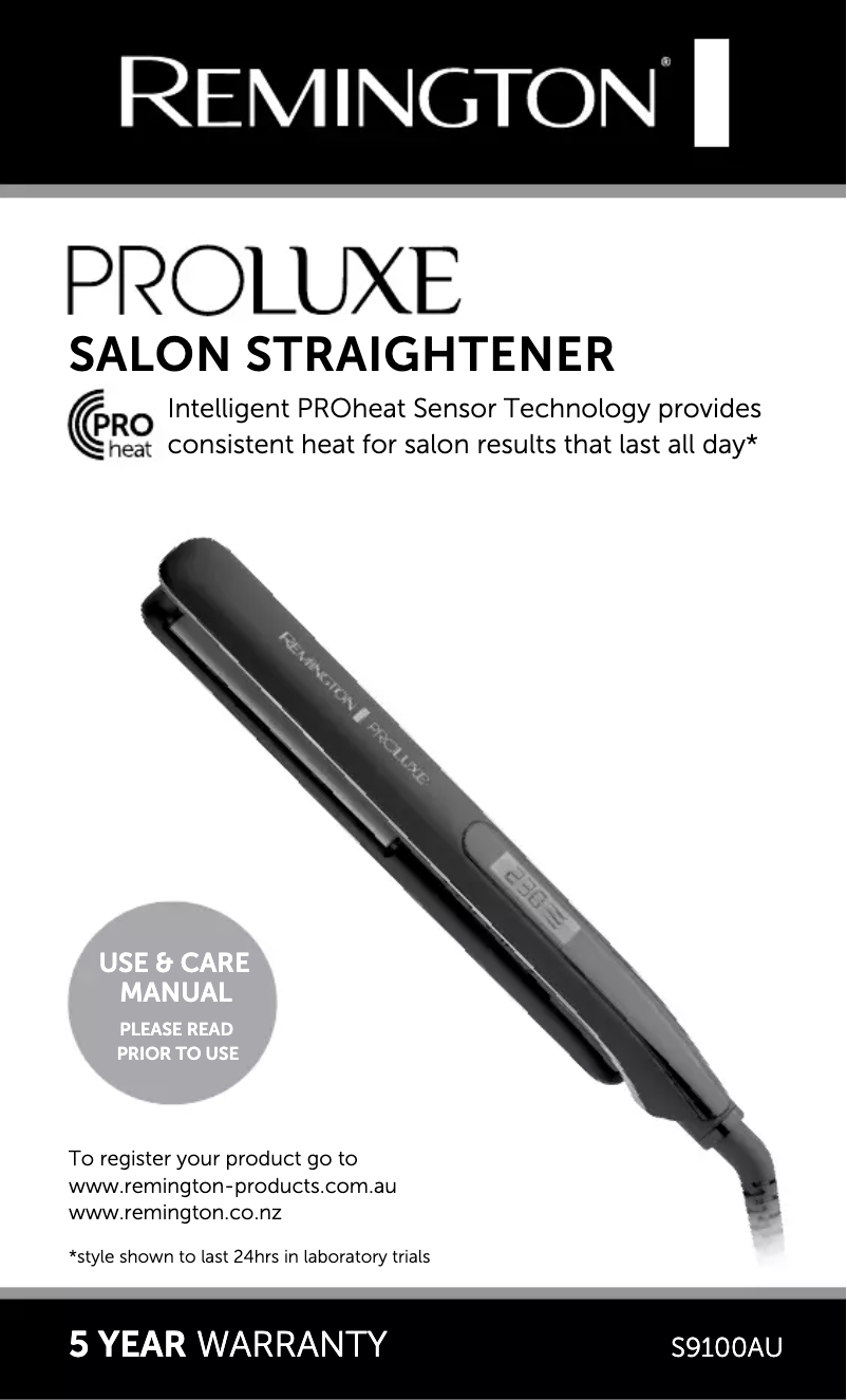 Page 1 de la notice Manuel utilisateur Remington Proluxe S9100AU