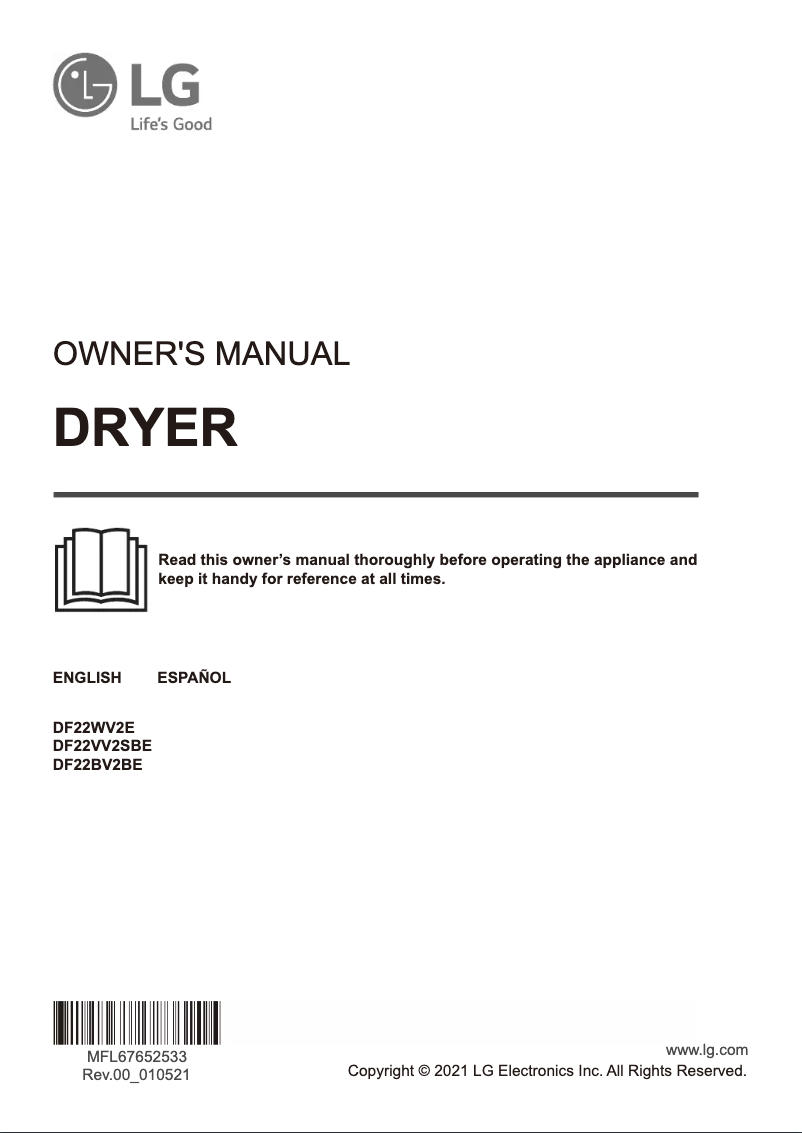 Image de la première page du manuel de l'appareil DF22WV2E