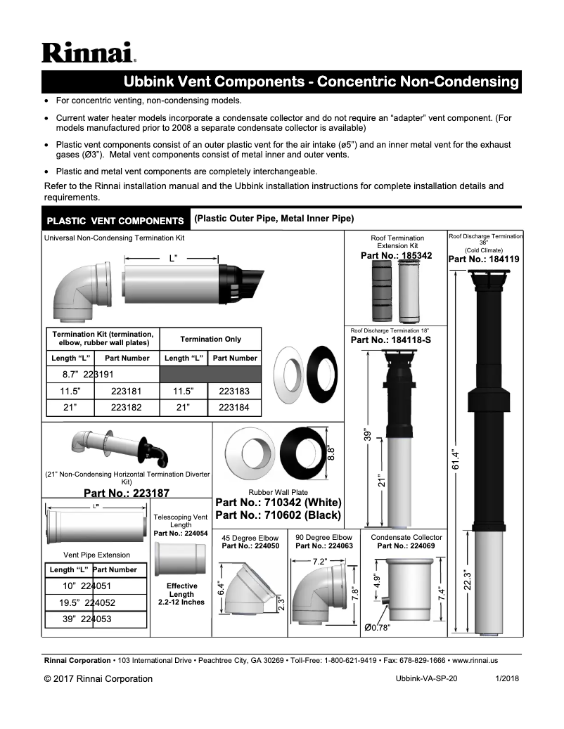 Page n°1 - Fiche technique Rinnai V75iN