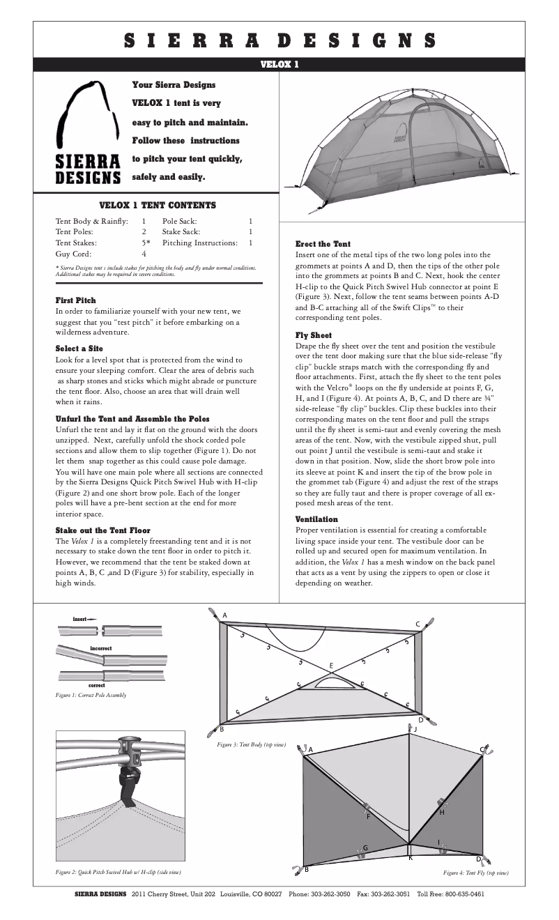 Página 1 del manual Manual de usuario Sierra Designs Velox 1