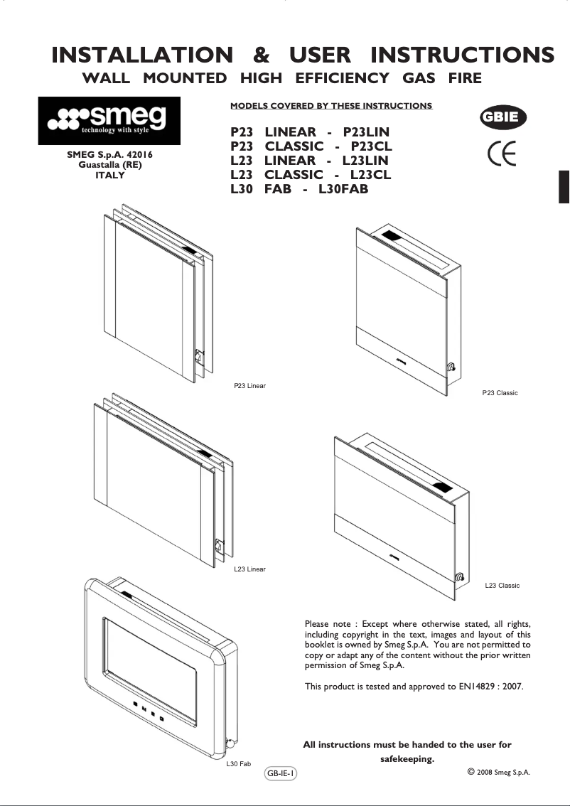 Page 1 de la notice Manuel utilisateur Smeg L30FABSIP
