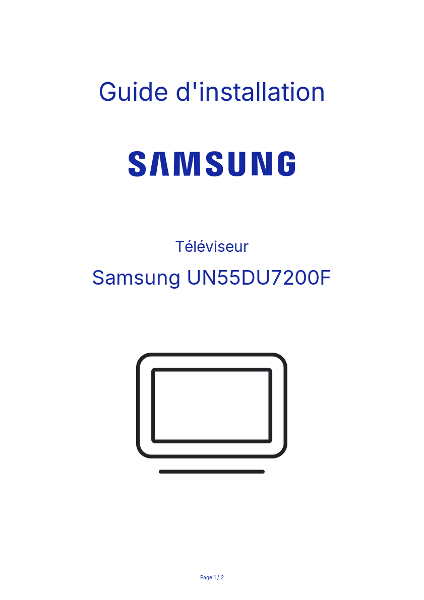 Page n°1 - Guide d'installation Samsung UN55DU7200F